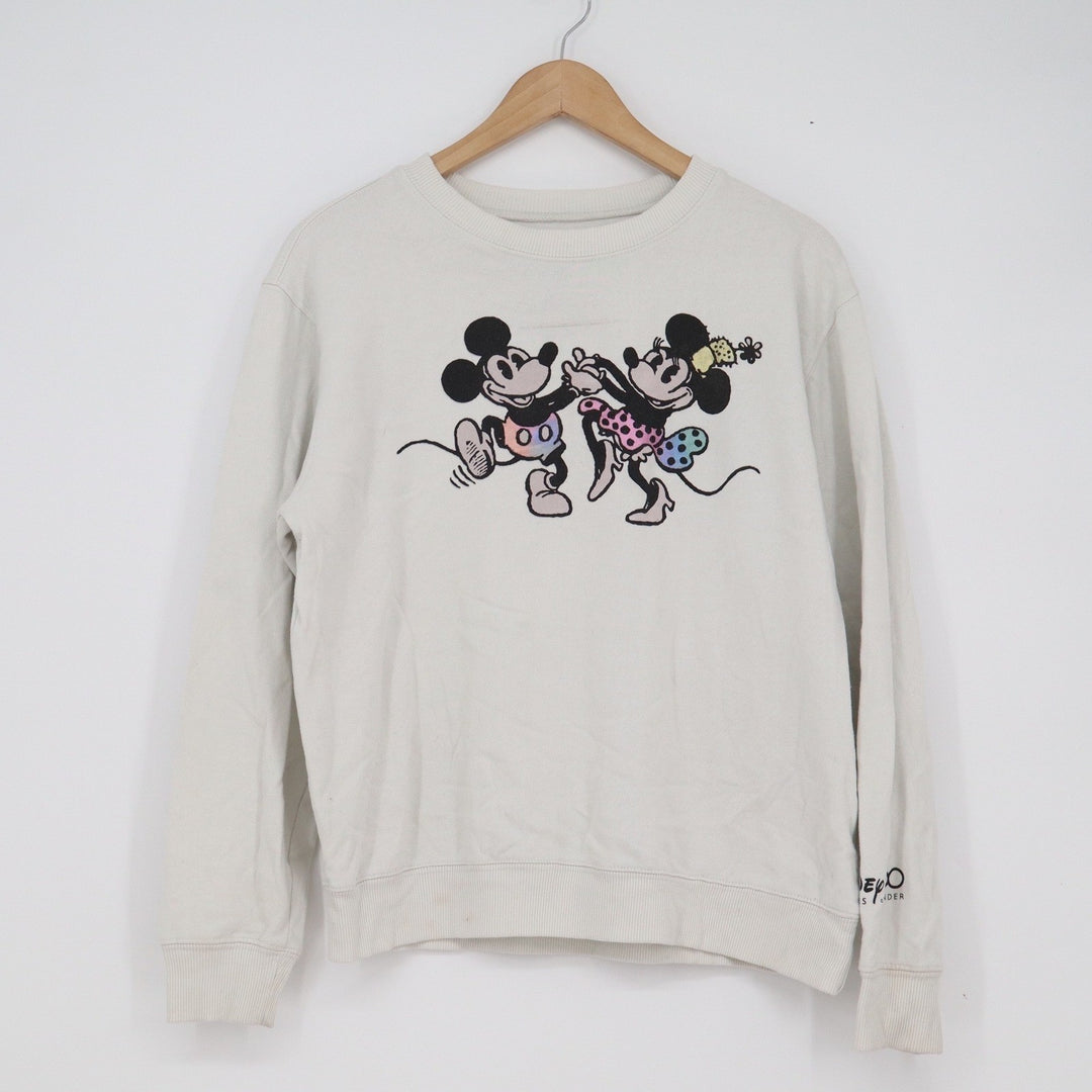 Disney 100 Mickey Minnie Mouse Anniversary Sweatshirt Cream Large