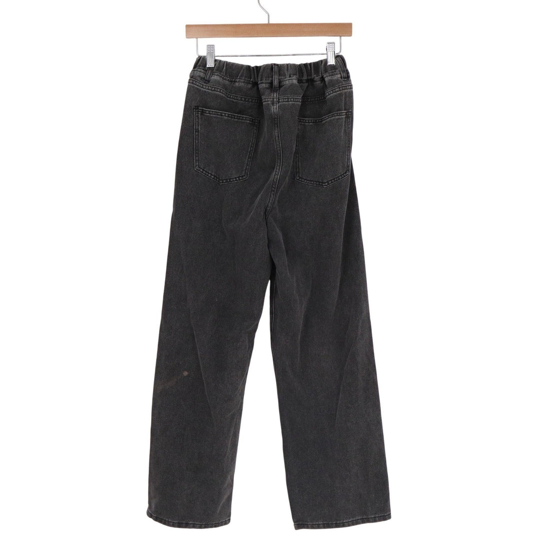 SHEIN Teen Girls Wide Leg Jeans Washed Black Elastic Waist Drawstring Size 16Y