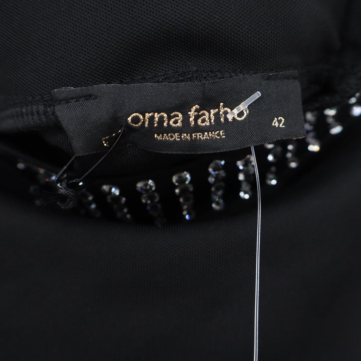 Orna Farho Paris Nina Black Off-Shoulder Crystal Embellished High-Low Top