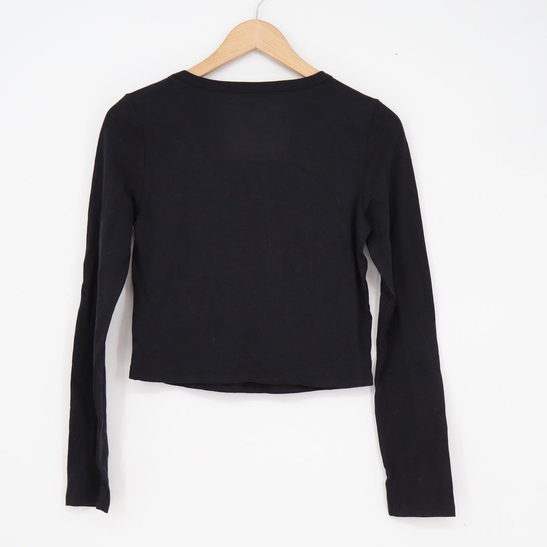 Taylor Swift Lover Long Sleeve Crop Top Black Heart Graphic Shirt Womens Medium