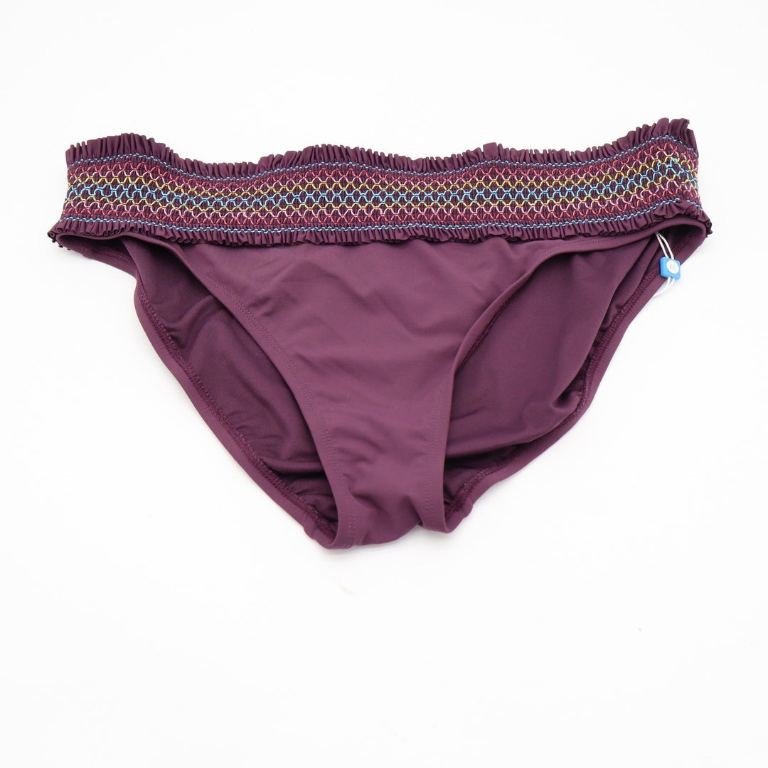 Bleu Rod Beattie Purple Smocked Ruffle Bikini Bottom Swimsuit Size 12