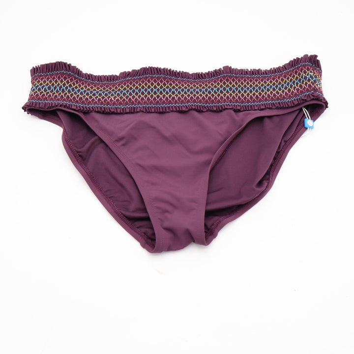 Bleu Rod Beattie Purple Smocked Ruffle Bikini Bottom Swimsuit Size 12