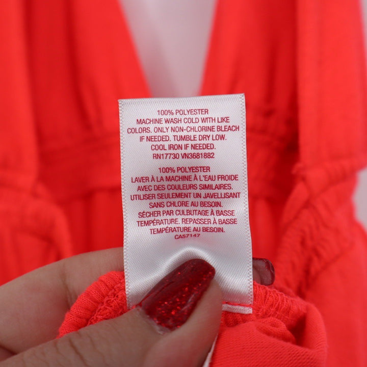 Neon Coral Halter Neck Smocked Waist Mini Dress L