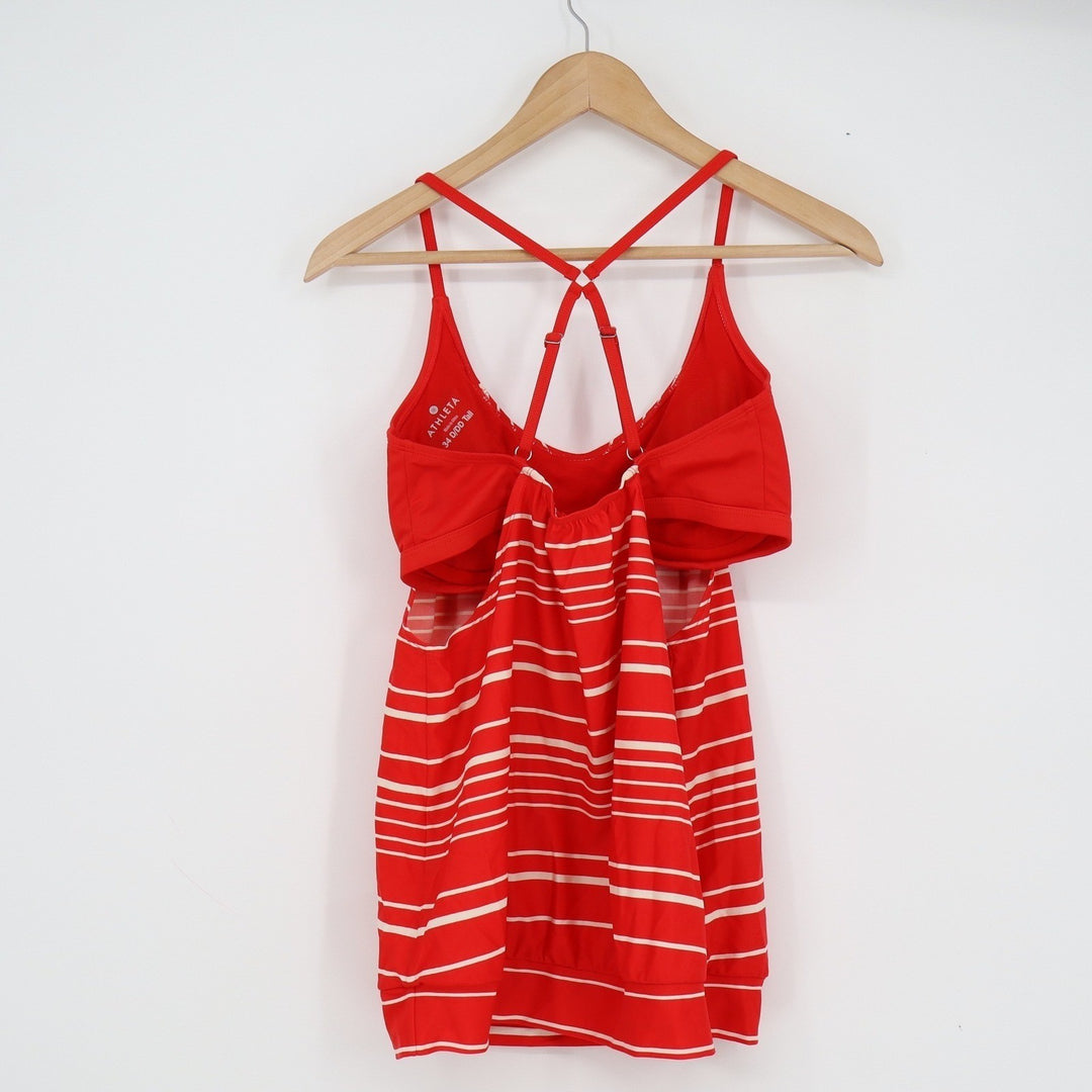 Athleta Red White Striped Tankini Swim Top 34 D/DD Tall Adjustable Straps