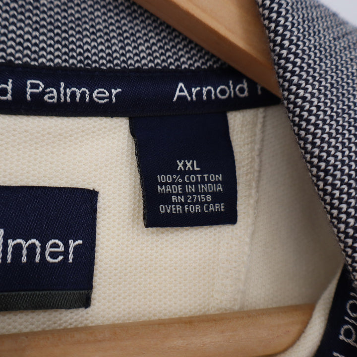 Arnold Palmer Polo Shirt Mens XXL Short Sleeve Cream Wyse Logo Cotton Excellent