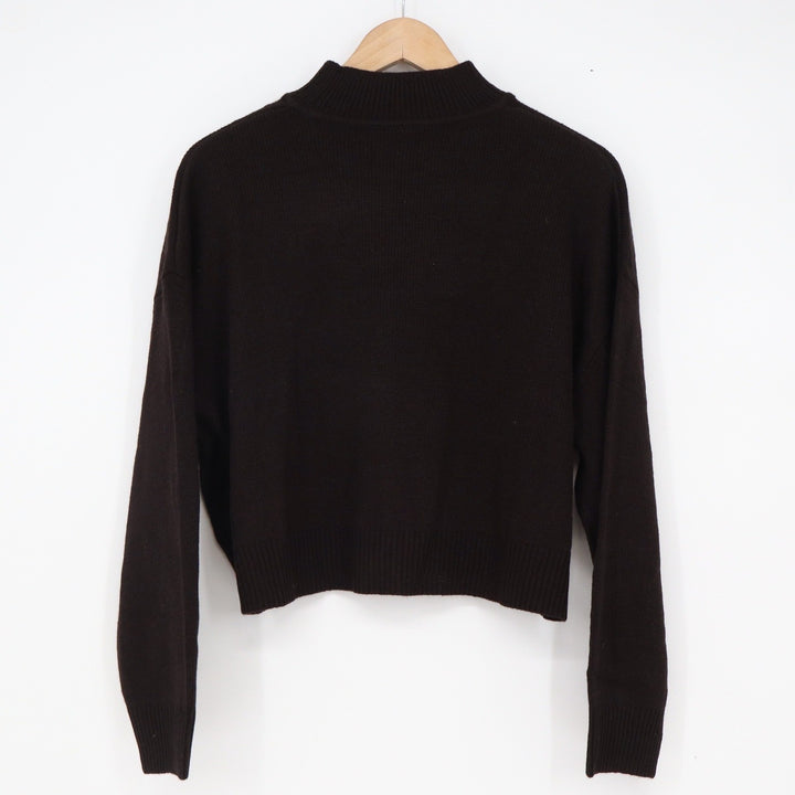 H&M Divided Black Mock Neck Cropped Knit Sweater Womens Medium