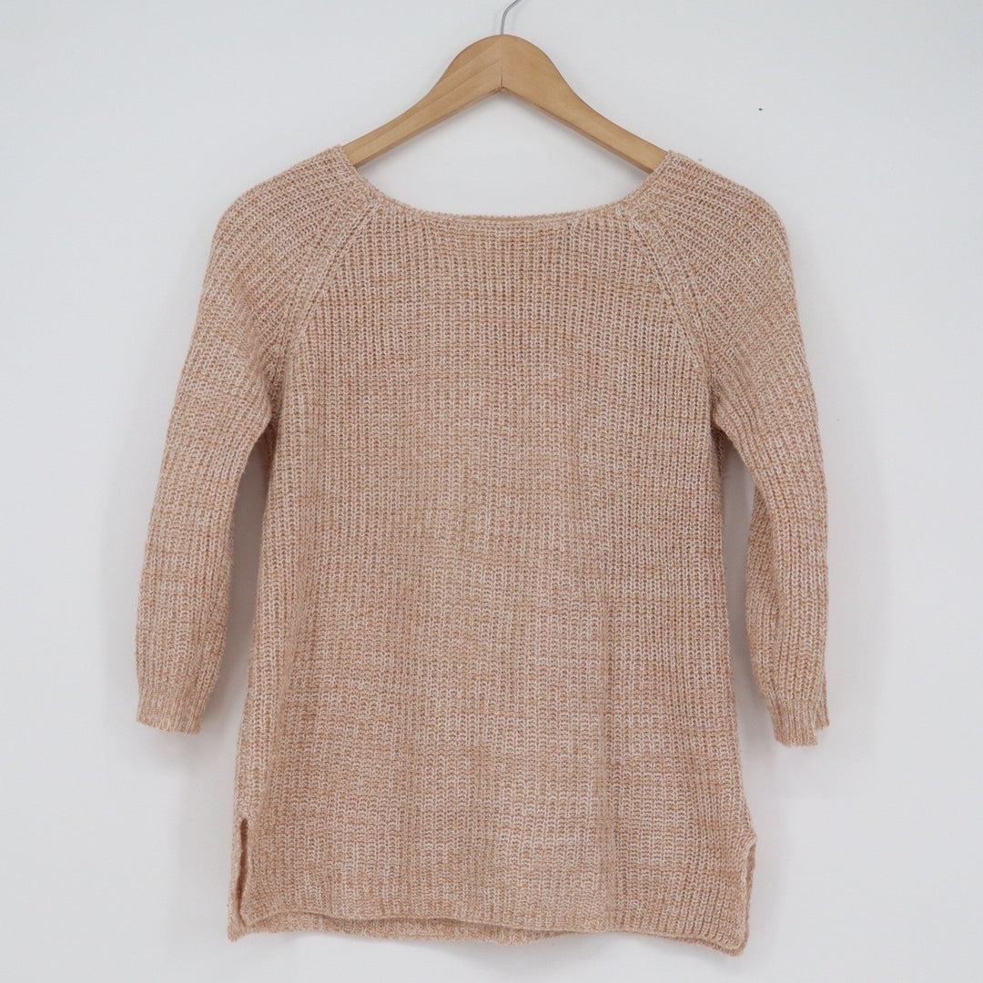 Mak B Womens Peach Marled Knit Boat Neck Raglan Sweater Size Small