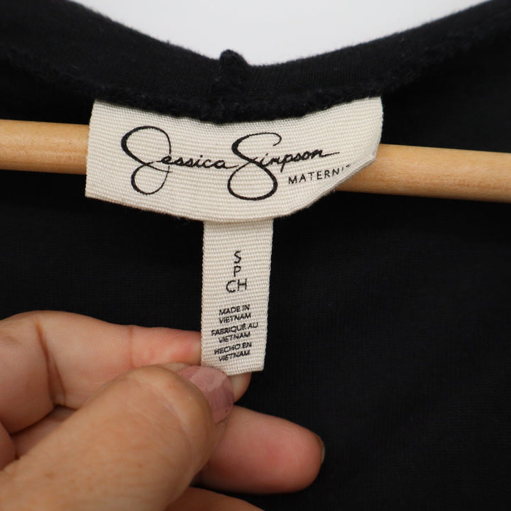 Jessica Simpson Maternity Velour Hoodie Black V-Neck Pullover Small