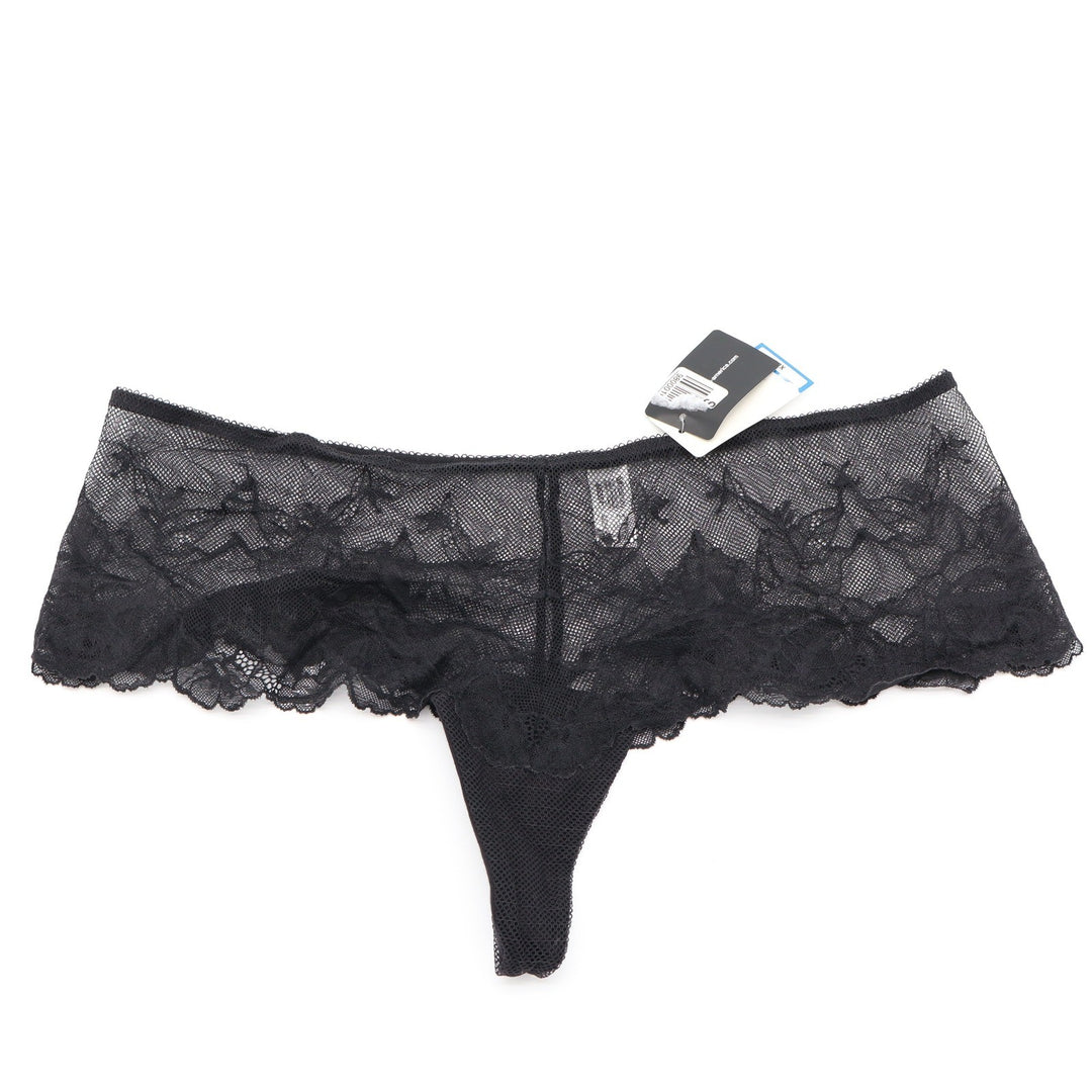 Wacoal Halo Lace Thong Black Floral Mesh Panty 845384 XL NEW