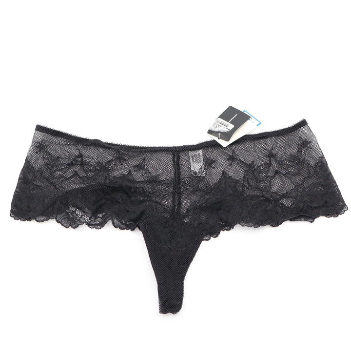 Wacoal Halo Lace Thong Black Floral Mesh Panty 845384 XL NEW