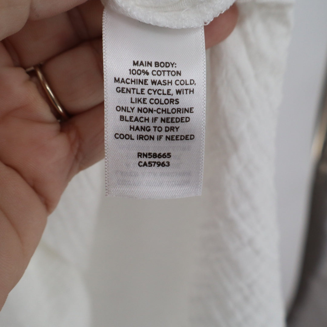 Caslon White Cotton Double Gauze Midi Dress Sleeveless Pockets Small