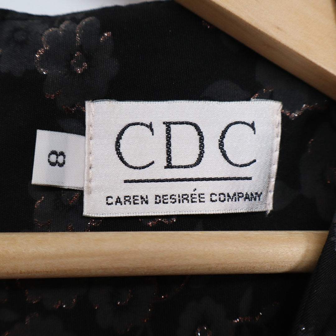 Caren Desiree Company CDC Vintage Black Copper Floral Jacquard Sheath Dress 8