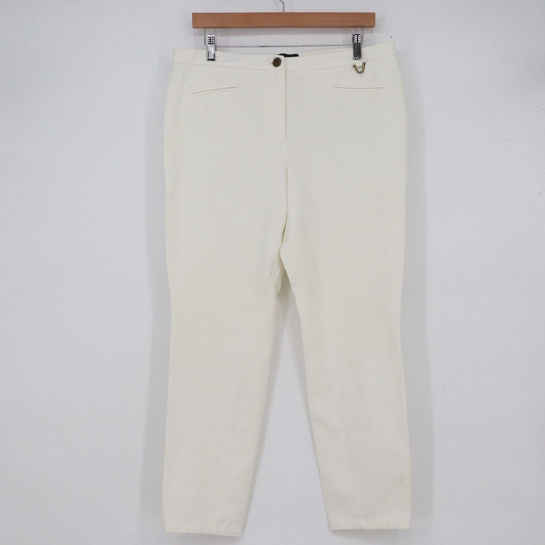 Talbots Dalton White Slim Straight Leg Pants Size 12 Stretch Cotton Nylon