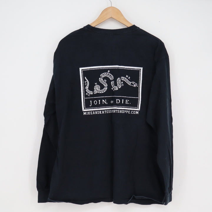 Gildan Mens XL Join or Die Snake Long Sleeve T-Shirt Mike and Kates Sport Shoppe