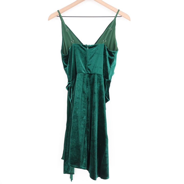 TFNC London Mini Dress Womens 8 Emerald Green Velvet Stretch Cowl Neck Back Zip