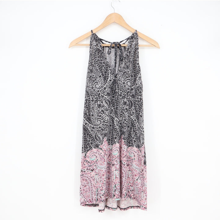 Love Fire Womens Paisley Halter Mini Dress Black Pink Sleeveless S