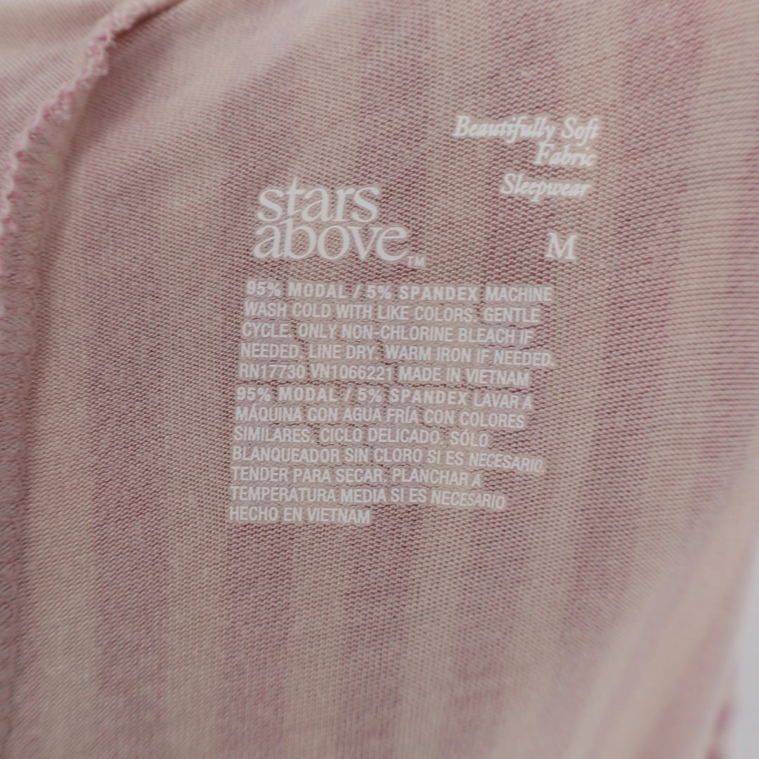 Stars Above Pink Striped Pajama Set Short Sleeve Top Cropped Pants Medium
