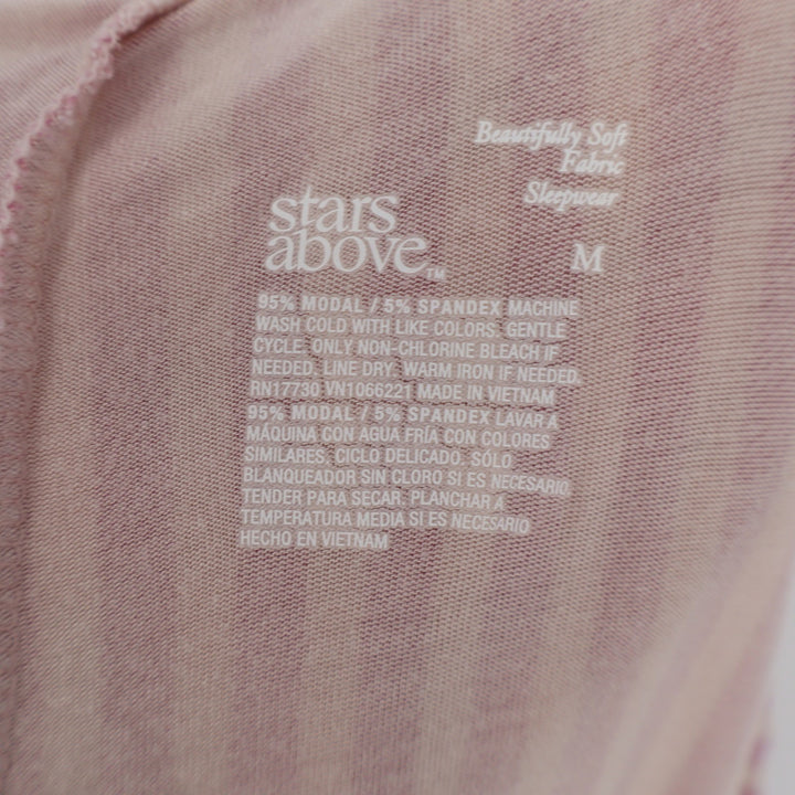 Stars Above Pink Striped Pajama Set Short Sleeve Top Cropped Pants Medium