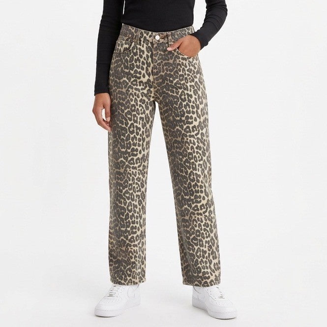 OAT New York Jeans Womens 4x27 Brown Black Leopard Print Cotton Stretch Straight