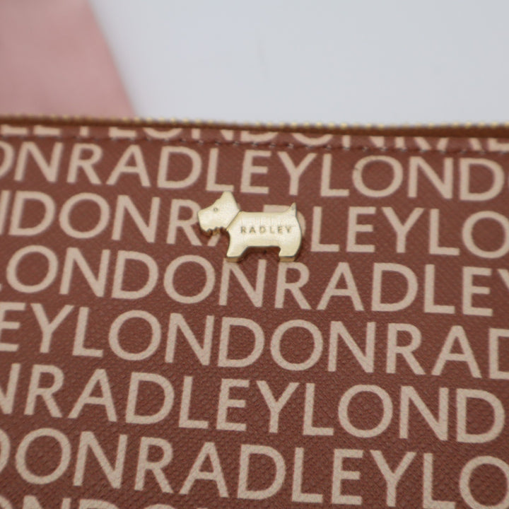 Radley London Women Brown Leather Detailing Logo Print Snap Bifold Wallet Clutch