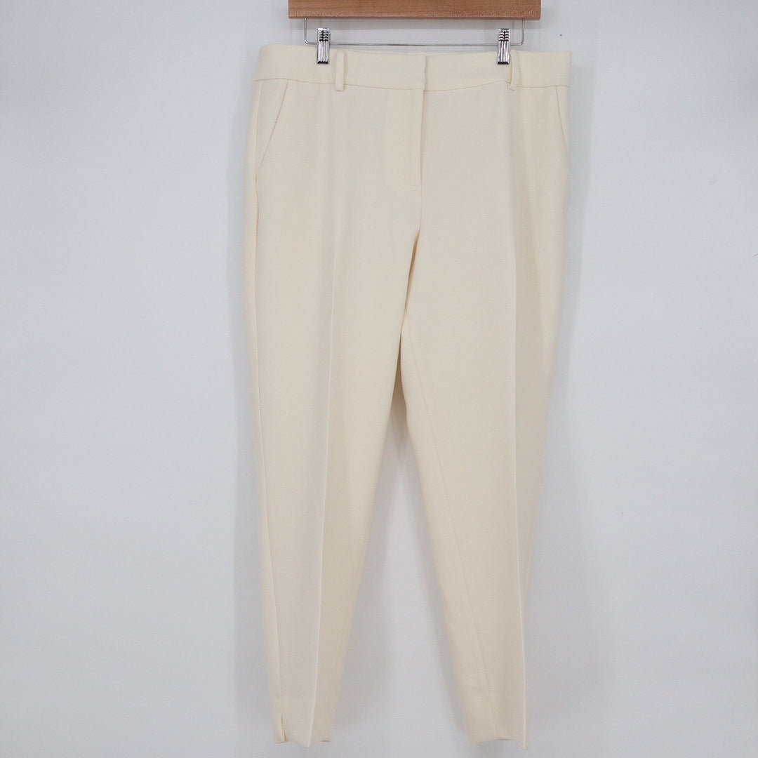 Talbots Hampshire Ankle Pants Womens 12 Cream Straight Leg Dress Slacks