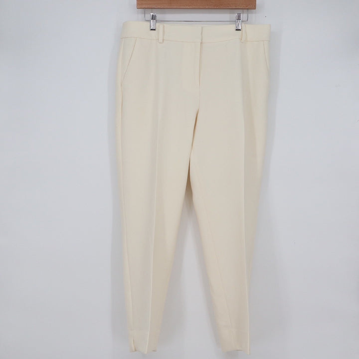 Talbots Hampshire Ankle Pants Womens 12 Cream Straight Leg Dress Slacks