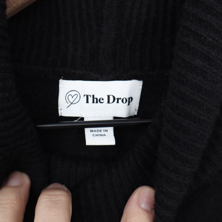 The Drop Womens Black Cutout Cold Shoulder Turtleneck Knit Sweater Size Medium