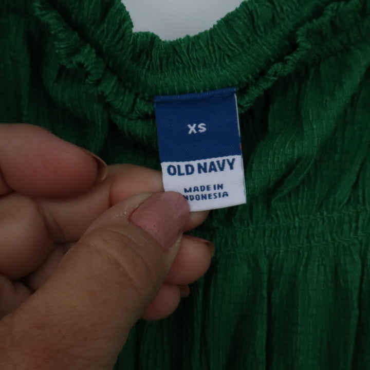 Old Navy Green Smocked Ruffle Strap Midi Dress Womens XS Square Neck Gauze