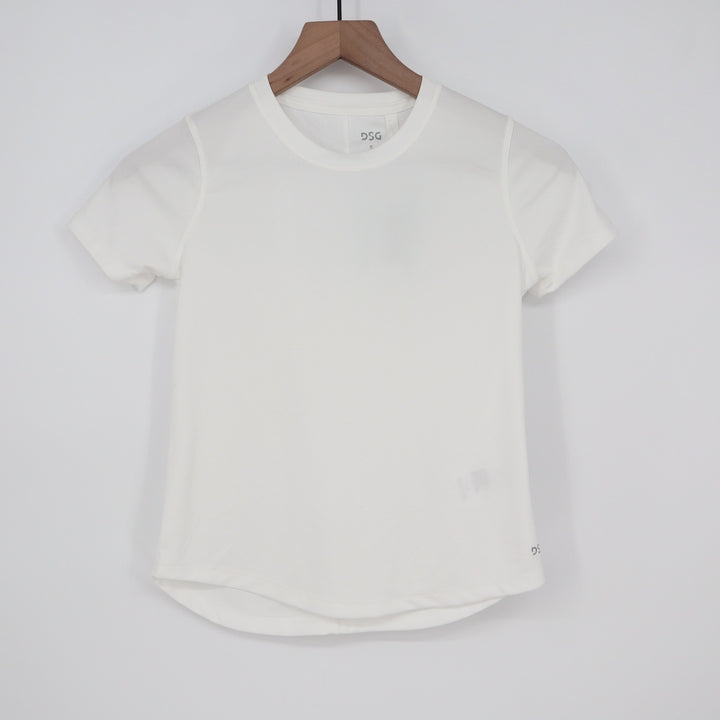 DSG Girls Pure White Movement Tee Short Sleeve Athletic Shirt Size S 8-9