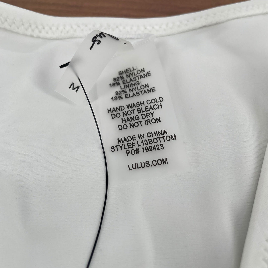 Lulus White High Leg Bikini Bottoms Swimsuit Size Medium L13Bottom