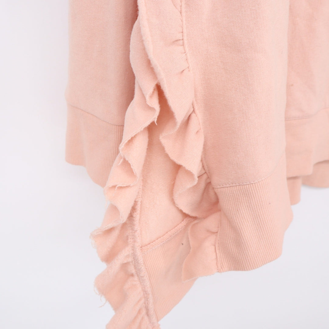 Alya Womens Peach Pink Ruffle Side Fleece Pullover Sweatshirt Size M
