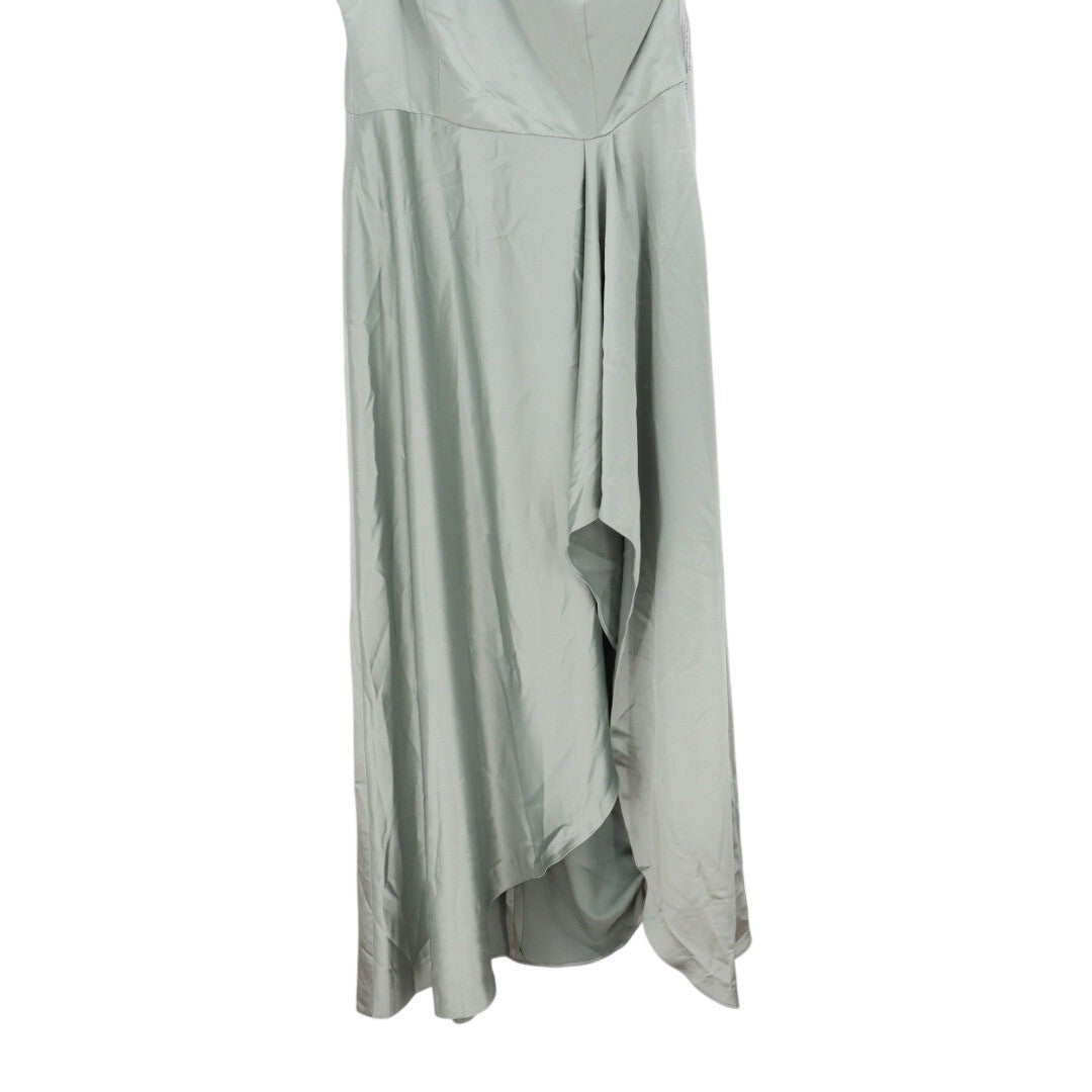 Dessy Collection Vivian Bianchi 14R Sage Green One Shoulder Hi Low Maxi Dress