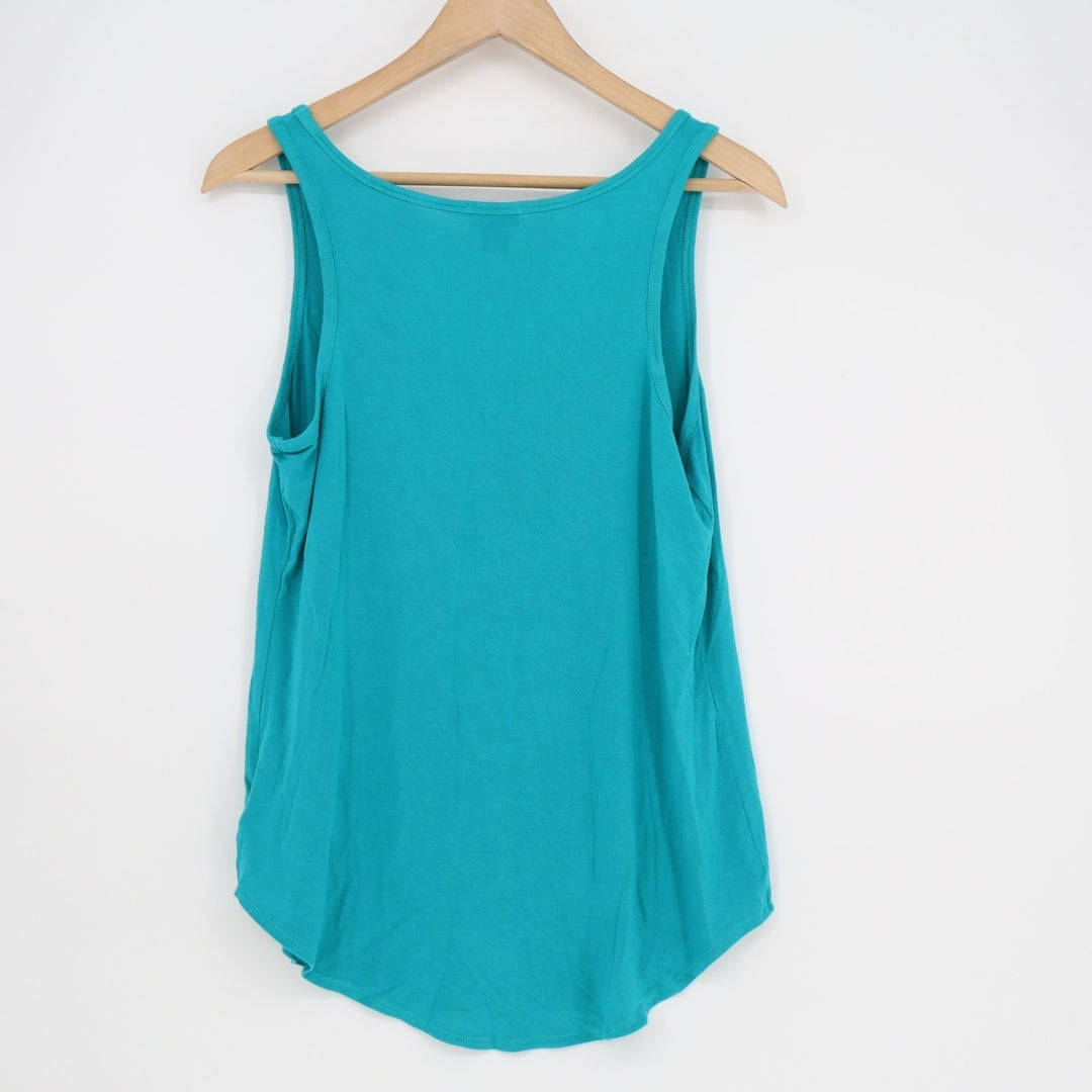 Old Navy Tank Top Women Small Petite Aqua Stretch Round Neck Yoga Running Active