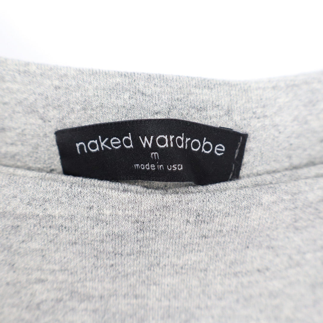 Naked Wardrobe NW-B0169 Heather Gray Scoop Neck Thong Bodysuit Womens Medium