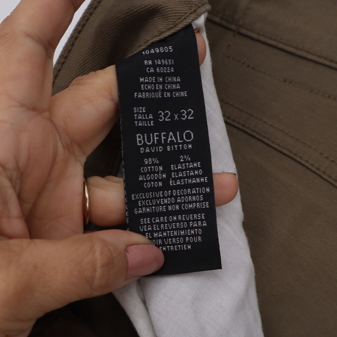 Buffalo David Bitton Sam-X Slim Straight Stretch Pants Mens 32x32 Olive Brown
