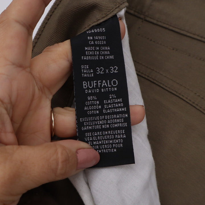Buffalo David Bitton Sam-X Slim Straight Stretch Pants Mens 32x32 Olive Brown