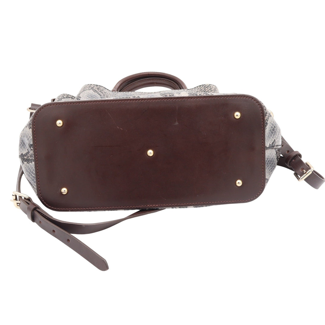 Dooney & Bourke Satchel Womens Large Snakeskin Embossed Gray Leather Excellent