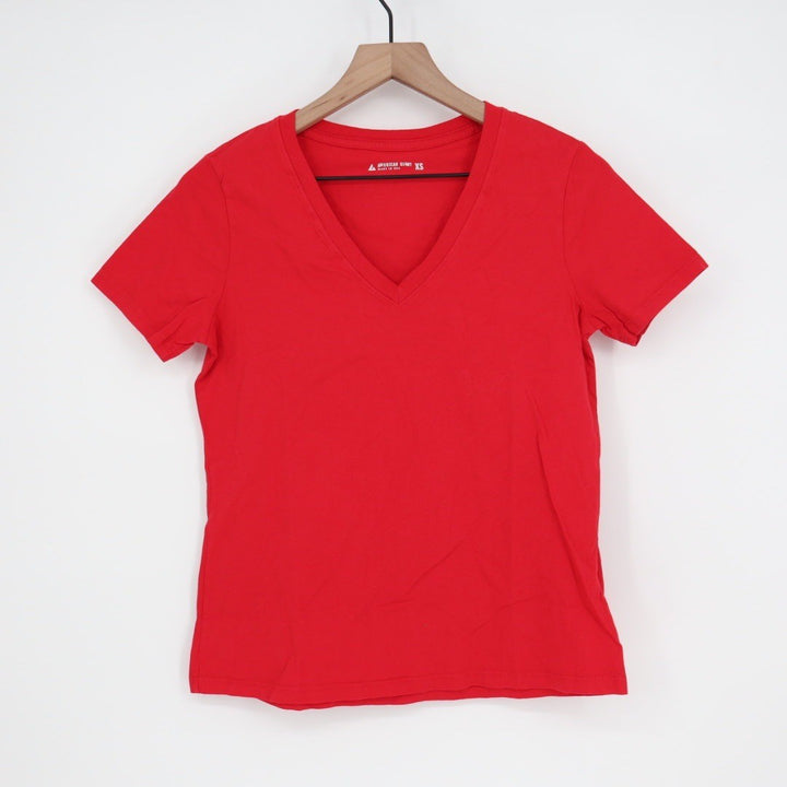 American Giant Red V Neck Basic Tee T Shirt Womens XS Made USA Cotton