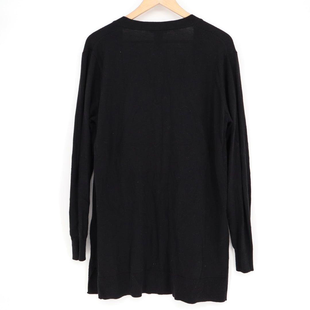 Matty M cardigan Sweater Womens XL Black Knitted Open Front Pockets Ribbed Hem