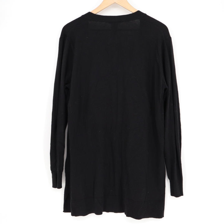 Matty M cardigan Sweater Womens XL Black Knitted Open Front Pockets Ribbed Hem