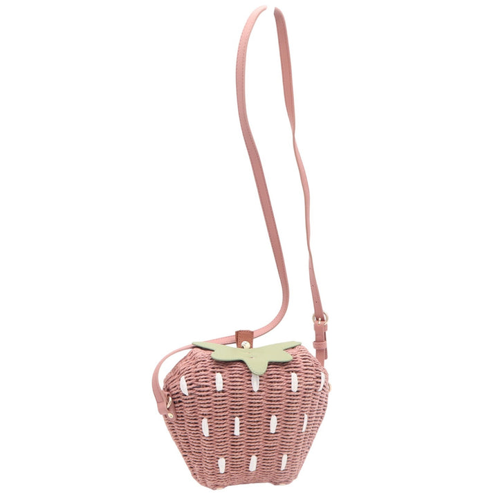 LC Lauren Conrad Crossbody Bag Womens OS Pink Strawberry Woven Exc