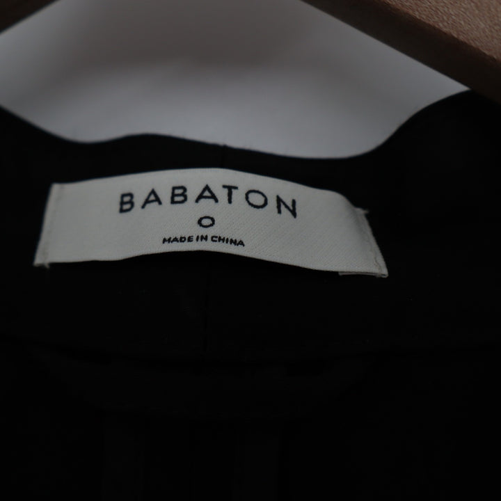 Babaton Power Blazer Womens 0 Black Open Front Pockets 3/4 Sleeve Shawl Collar