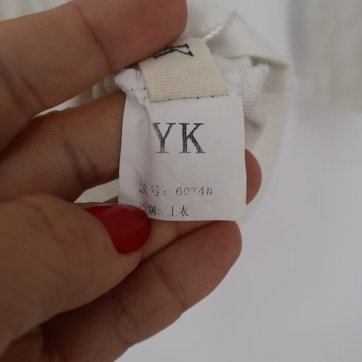 YK Off White Cream Scoop Neck Long Sleeve Slim Fit Top Size XS/S