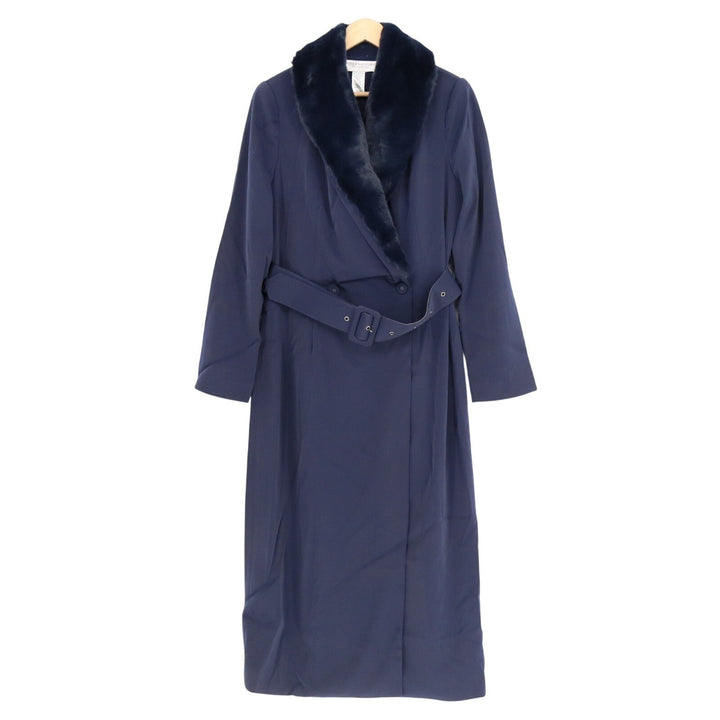 Naked Wardrobe The Statement Trench Coats Womens L Navy Shawl Collar Long Sleeve