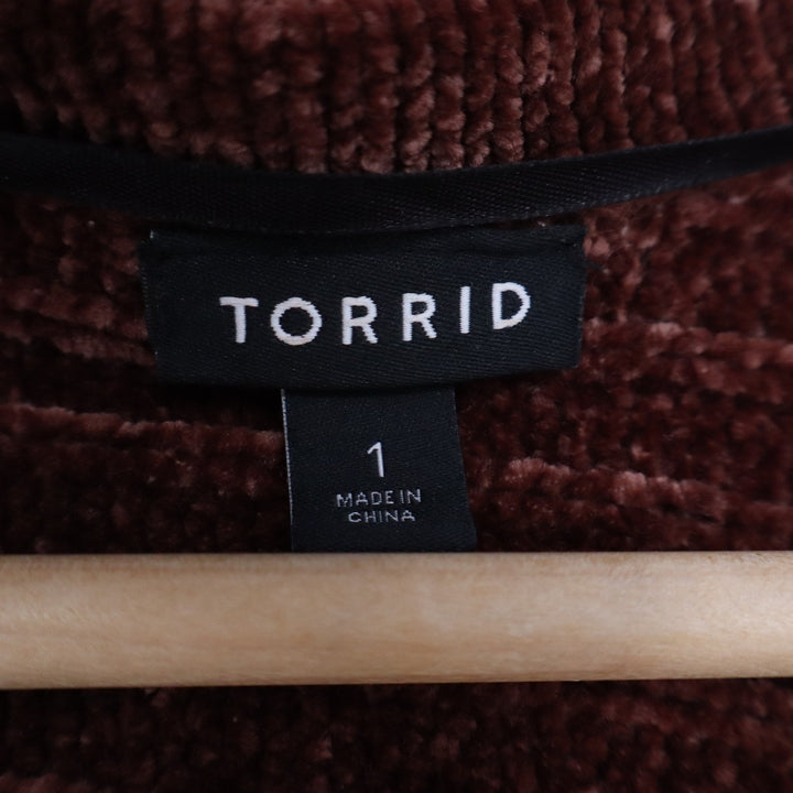 Torrid Rust Brown Chenille Ribbed Open Front Longline Cardigan Sweater Size 1