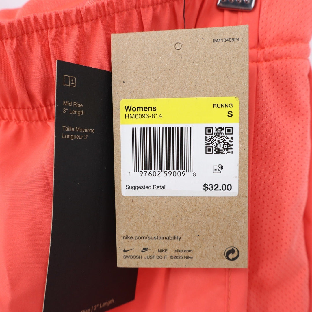 Nike Tempo Dri-FIT Womens Running Shorts Orange Coral Size S