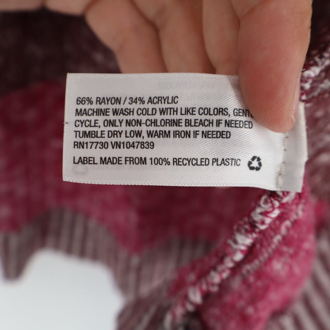 Mossimo Cardigan Sweater Womens Medium Brown Pink Striped Knit Ribbed Open Front