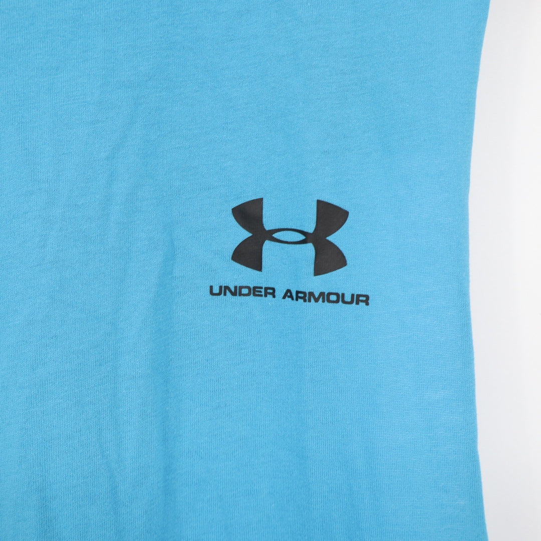 Under Armour Mens Left Chest Cut Off Tank Blue Muscle Shirt Size M