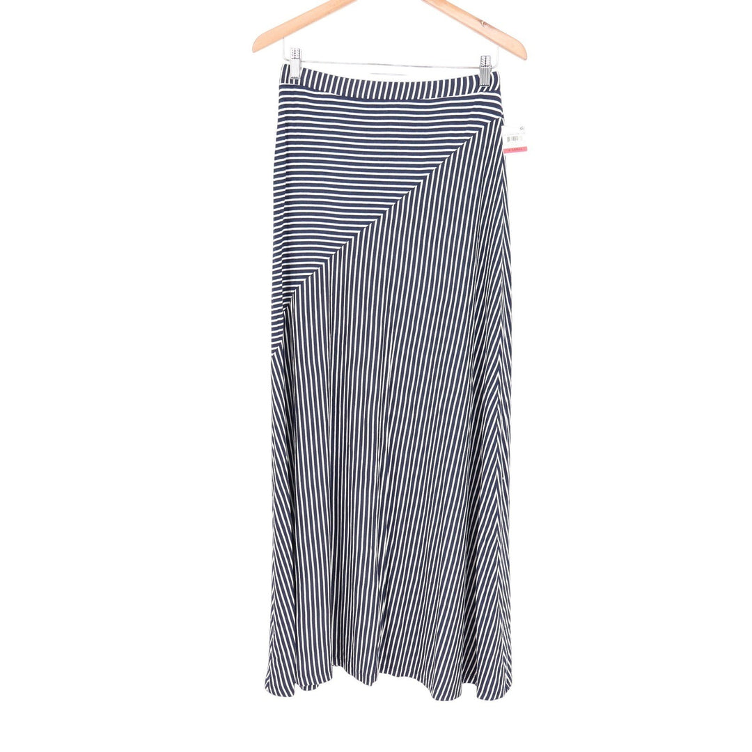 Style & Co Womens Navy White Spliced Stripe Maxi Skirt XS