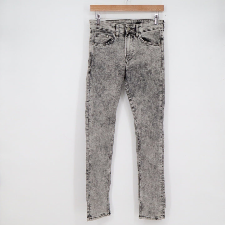 H&M &Denim Mens Super Skinny Jeans Grey Acid Wash Size 29
